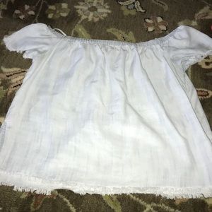 Off the shoulder denim shirt